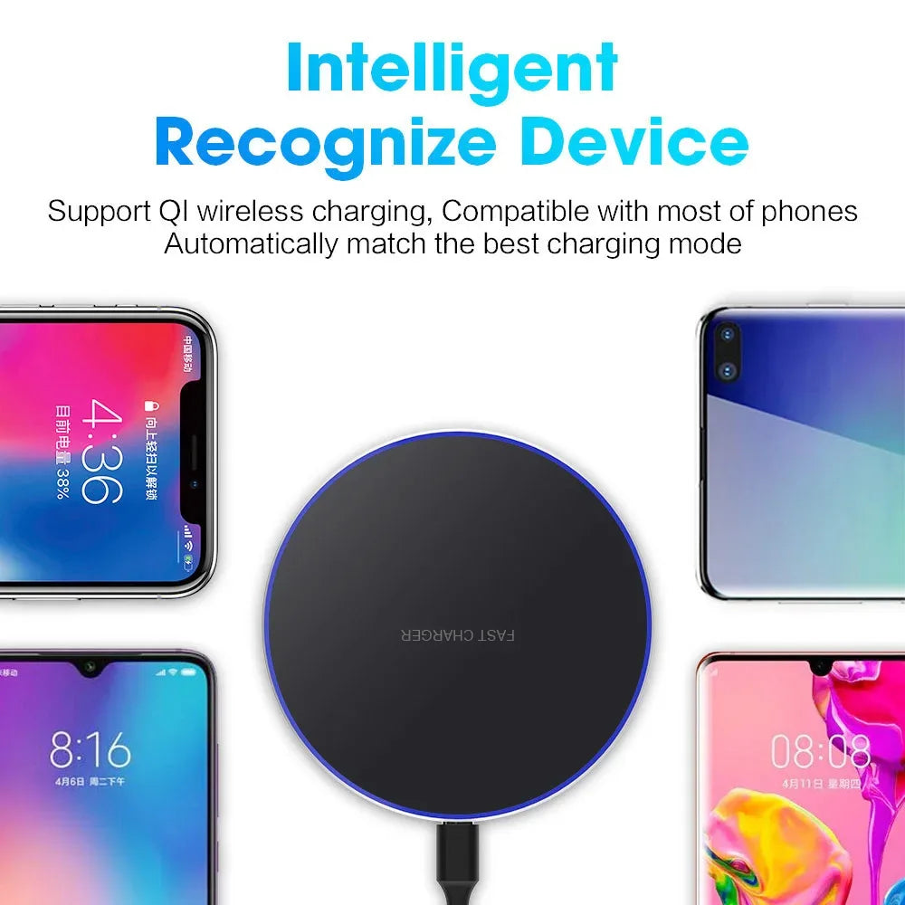 50W Wireless Charger Pad For IPhone 16 15 14 13 12 Pro XS Max 8 Upgrade Fast Wireless Charging Station For Samsung Xiaomi Huawei