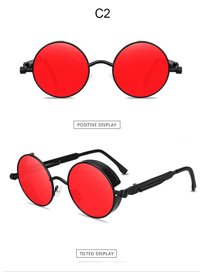 Metal Steam Punk Style Sun Glasses Steampunk Fashion Men Retro Round Sunglasses