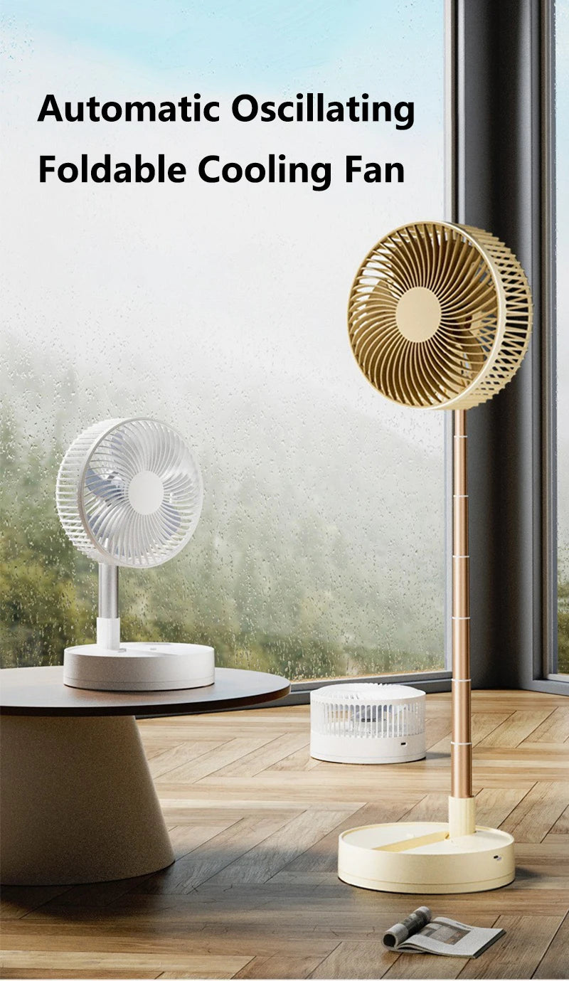 Lenovo USB Foldable Portable Fan 8inch 4 Speeds Timing Battery Operated Mini Floor Fan for Bedroom Indoor or Outdoor Table Fan