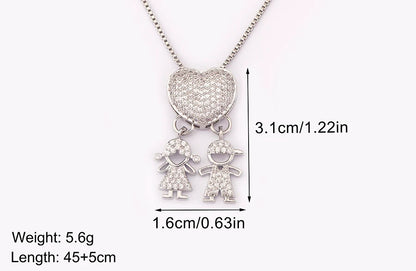 New Trendy Classic Design Shiny Crystal Zircon Charm Boy/Girl Pendant Necklaces For Women Mother's Day Chain Choker Jewelry Gift