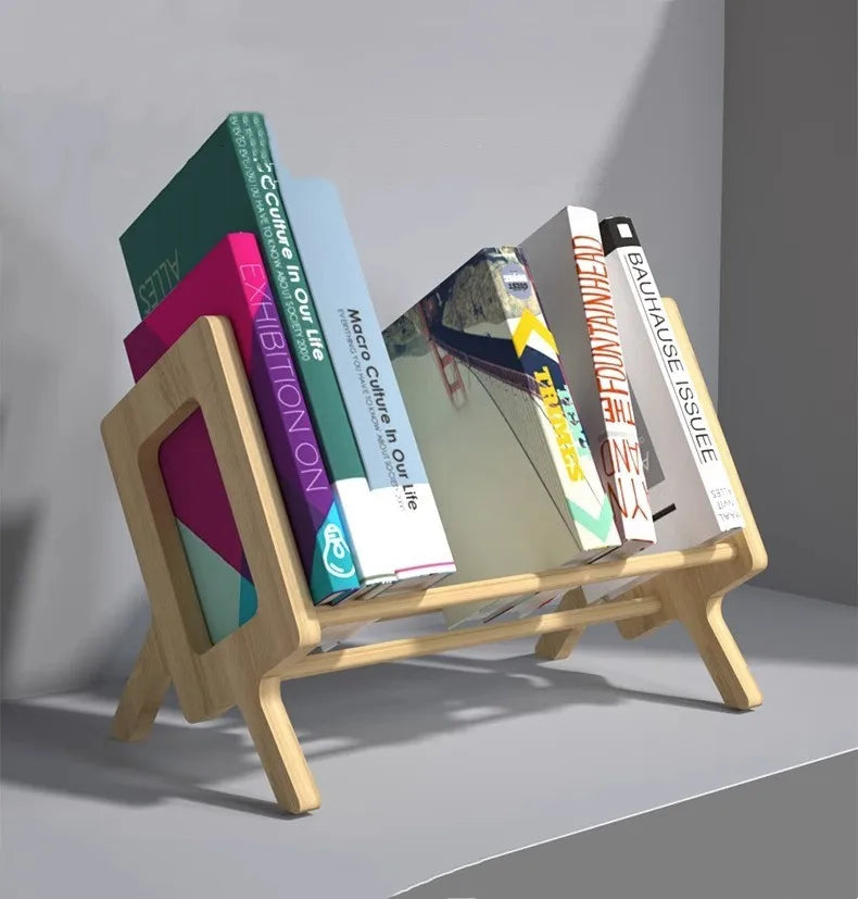 Mini étagère de bureau en bois massif pour livres, documents de bureau, magazines, papeterie, livres et autres objets.