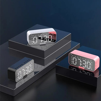 5-in-1 Digital Table Calendar LED Digital Display Sleep Timer Small Digital Clock Bluetooth with Mirror Electronic Alarm Clock