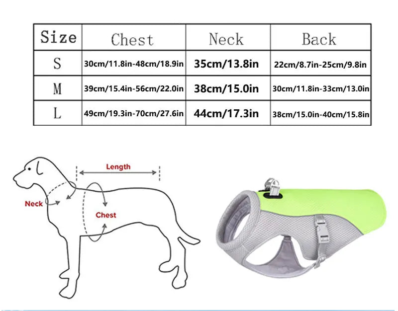 Dog Cooling Vest Harness, Lightweight Breathable Small Puppy Cooler Jacket with Adjustable Buckle for Outdoor Beach, Hiking, Tr