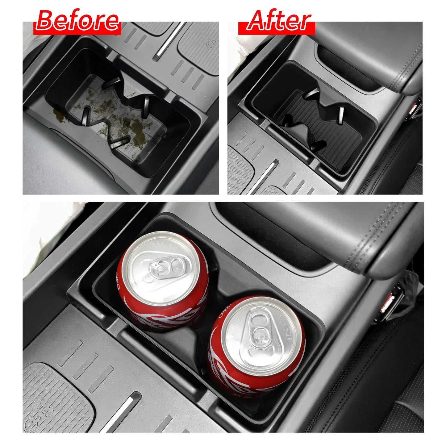 for Hyundai Santa Fe 2024 2025 Water Cup Holder Car Accessories Silicone Shock-Absorbing Drinks Holder Storage Box Tidying Tray