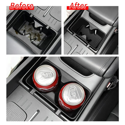 for Hyundai Santa Fe 2024 2025 Water Cup Holder Car Accessories Silicone Shock-Absorbing Drinks Holder Storage Box Tidying Tray