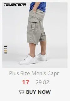 Summer Pure Cotton Men's Cropped Trousers Oversized Casual Shorts Multi Pocket Tooling Capri Pants Men Cargo Pants AF5820