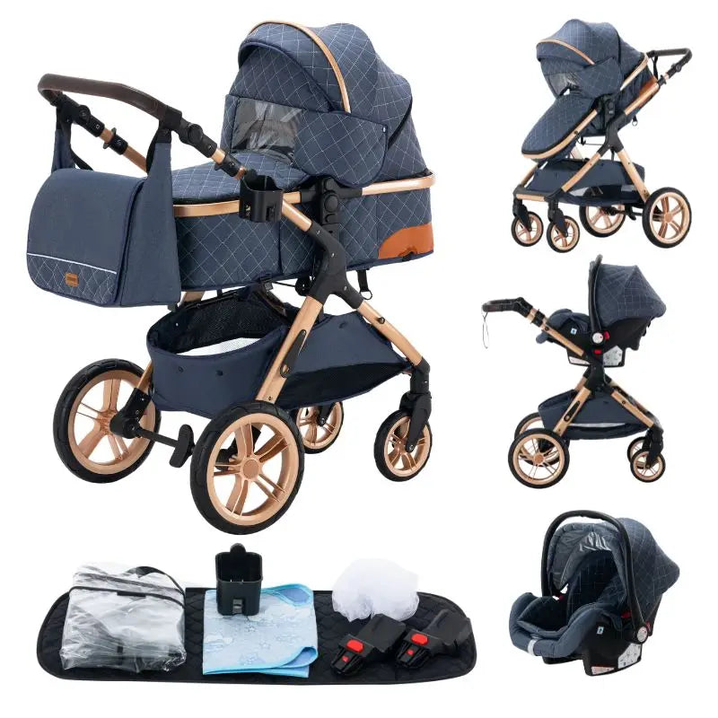 Newest Baby Stroller 3 in1 Multifunctional Stroller Easy Folding Travel Portable Baby Carriage Safety Seat EU Standard