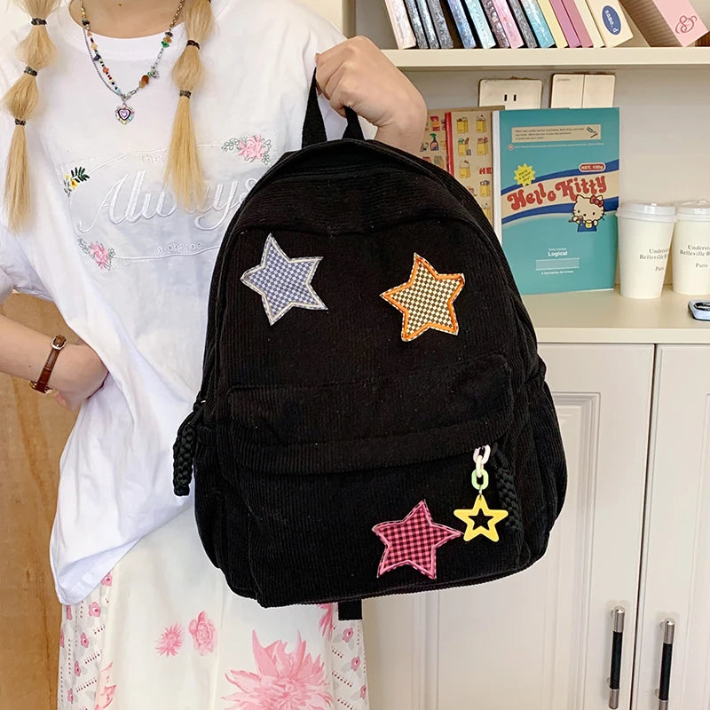 Women Schoolbag Waterproof Large Capacity School Backpack Smooth Zipper Solid Color Teens Girl Casual Daypack Bag Student Supply