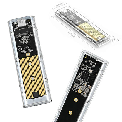 M.2 NVME PCIe NGFF SATA Dual Protocol SSD Case Clear USB Type C 10Gbps PCI-E M2 SSD Transparent External Enclosure Hard Disk Box