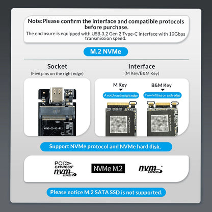 M.2 NVMe SATA Enclosure USB A Plug USB 3.2 10Gbps CNC Aluminum 2230 2242 SSD Case With Magnet Protective Case For Computer PC