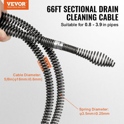 SucceBuy Drain Cleaning Cable Professional Sectional Drain Cleaner Cable Hollow Core Sewer Drain Auger Cable  Sink Floor Drain