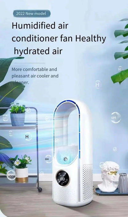 Bladeless Fan Air Cooler Portable Led Display Desktop Fanless Bladeless Cooler Cooling Six Gear Adjustable Fan Office Bedroom