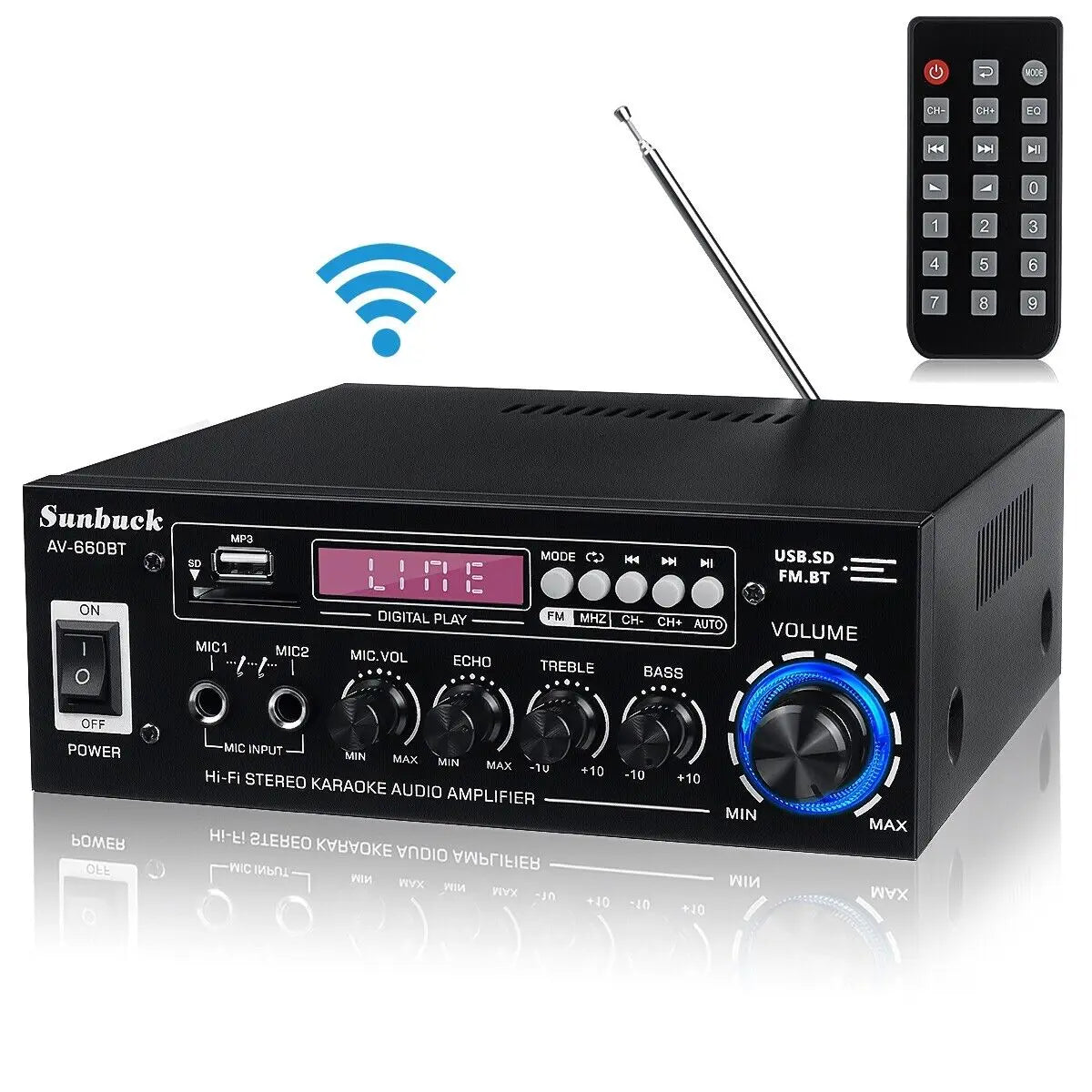 AK35/AV-660BT Audio Power Amplifiers 2 Channel Bluetooth-Compatible HIFI Sound Amplificador 110/220V Home Theater Sound System
