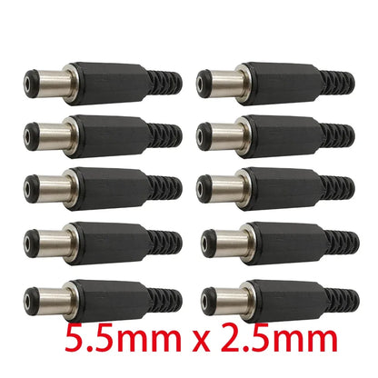 10Pcs 3.5 x 1.3mm 5.5 x 2.1mm 5.5 x 2.5mm 6.5 x 4.4mm DC Power Male Plug Jack Adapter Wire Charging Plug Electric Connector