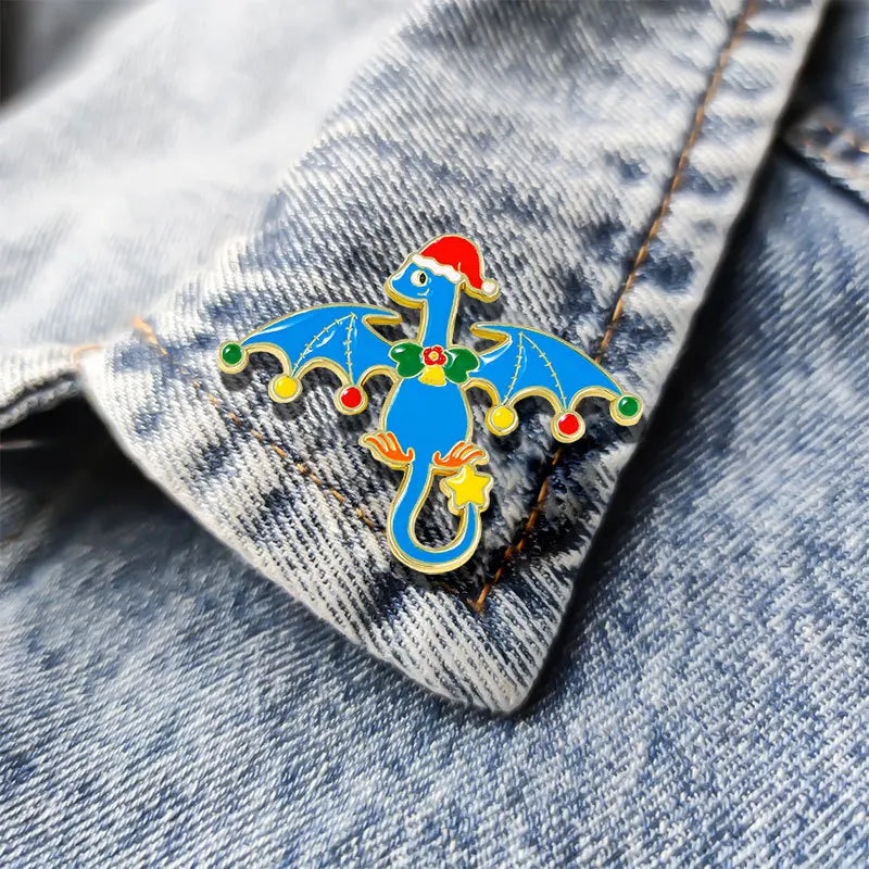4pcs Cute Cartoon Dinosaur Enamel Brooch Creative Christmas Day Holiday Gift Lapel Pin Badge Backpack Clothing Hat Accessories