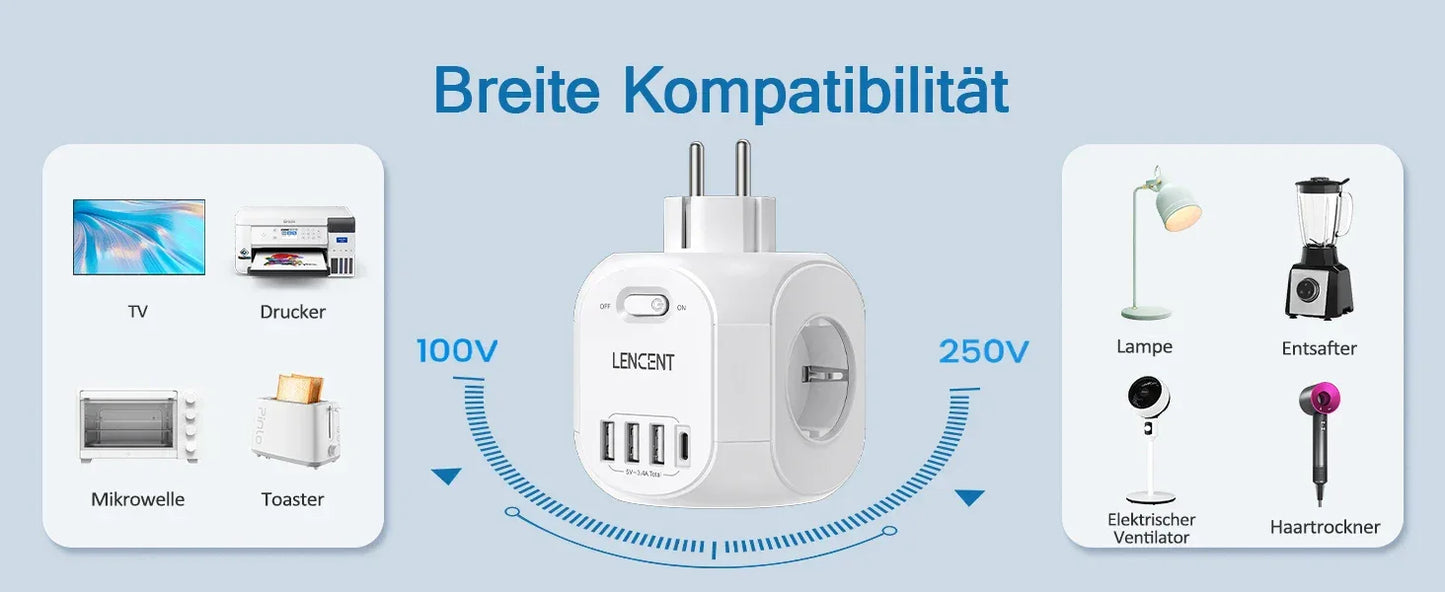 LENCENT USB Sockets dice Without Cable socket EU Socket Adapter Multiple socket EU Outlet Extender