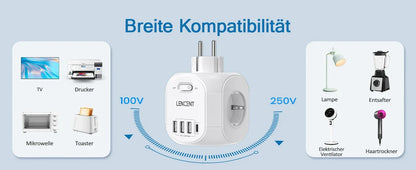 LENCENT USB Sockets dice Without Cable socket EU Socket Adapter Multiple socket EU Outlet Extender