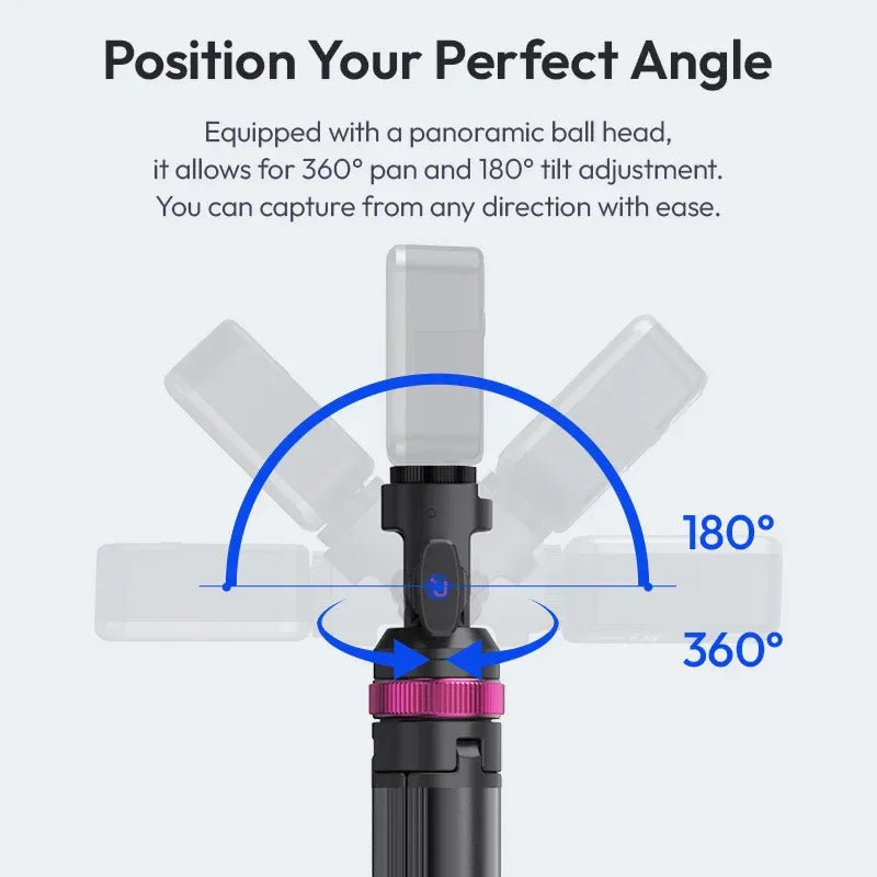 Ulanzi MT-89 2M Quick-Release Light Stand with Cold Shoe Mount 8-Section Extend for Action Camera Phone Clamp Photograph Tripod