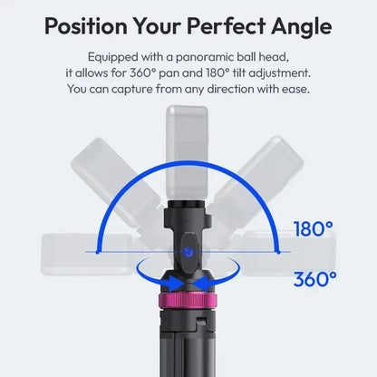 Ulanzi MT-89 2M Quick-Release Light Stand with Cold Shoe Mount 8-Section Extend for Action Camera Phone Clamp Photograph Tripod