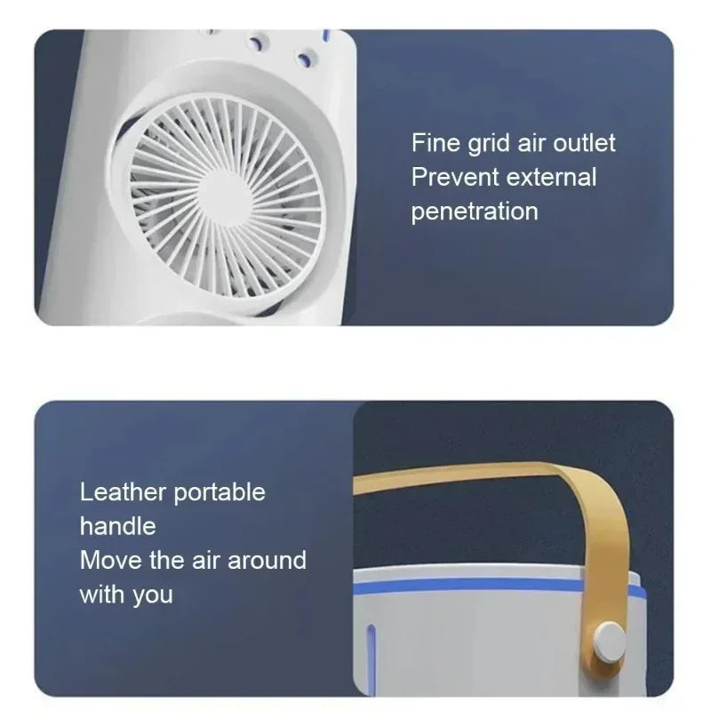 New USB Portable Dual Fan Air Cooler High-Power Desktop Fan with Cooling Mist Humidifier for Office Dormitory Home Use