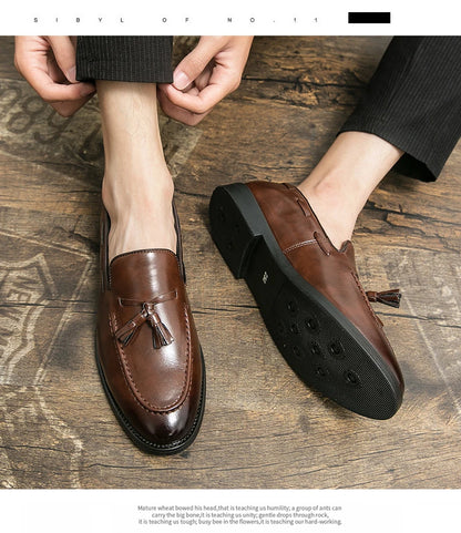 Brogues Shoes Men High Quality Social Leather Shoes British Tassels Formal Leather Men Wedding Business Dress Leather Shoes Male