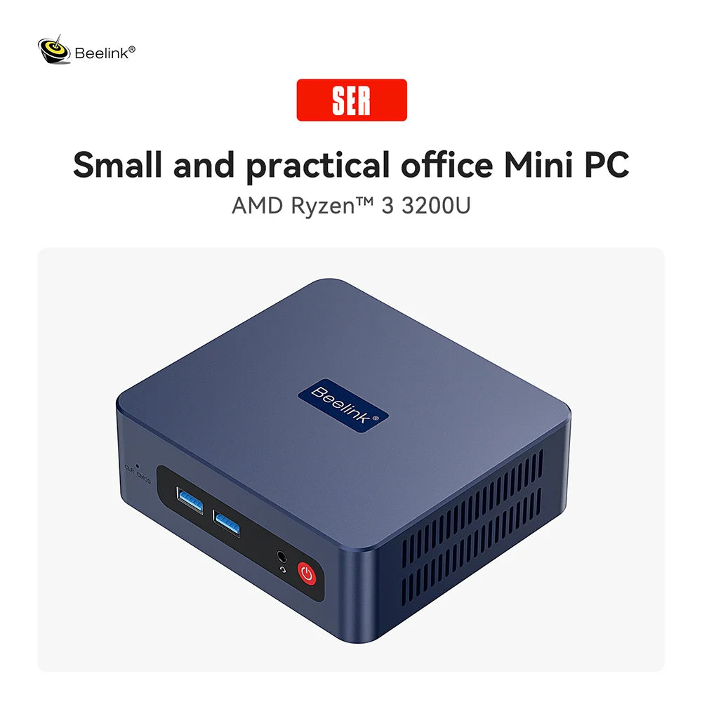 Beelink Mini PC SER5 Max AMD R7 6800U 7735HS R5 5500U R3 3200U 16G 500G NVME Windows Type-C Triple Screen Gamer Mini Computer