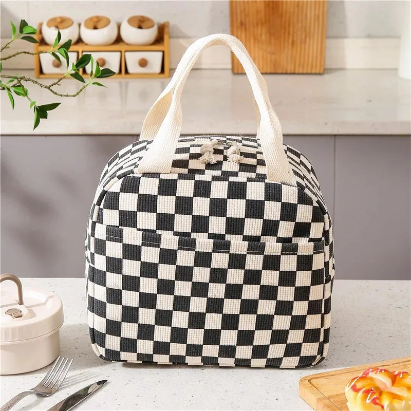 Personalized Custom Name Corduroy Lunch Bag, Thermal Insulated, Kid School Lunch Box, Picnic Cooler, Storage Handbag Food Pouch