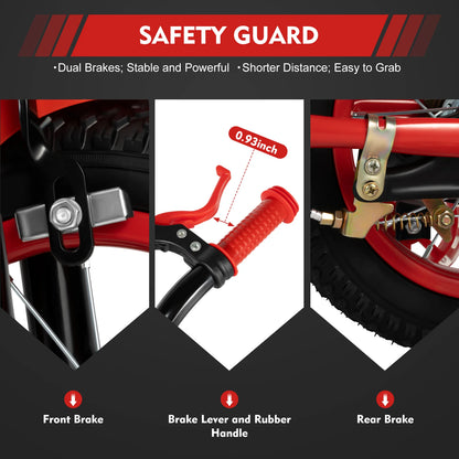 Children Bike Boys Girls Toddler Bicycle Adjustable Height Kid Bicycle with Basket for 2-4 Years Old Blue / Red / Yellow