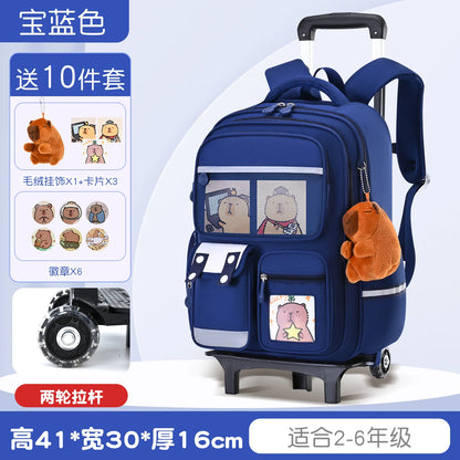 Capybara Rolling School Backpack Children School Bag with Wheels Girls Boys Trolley Schoolbag Rolling Wheeled Backpacks