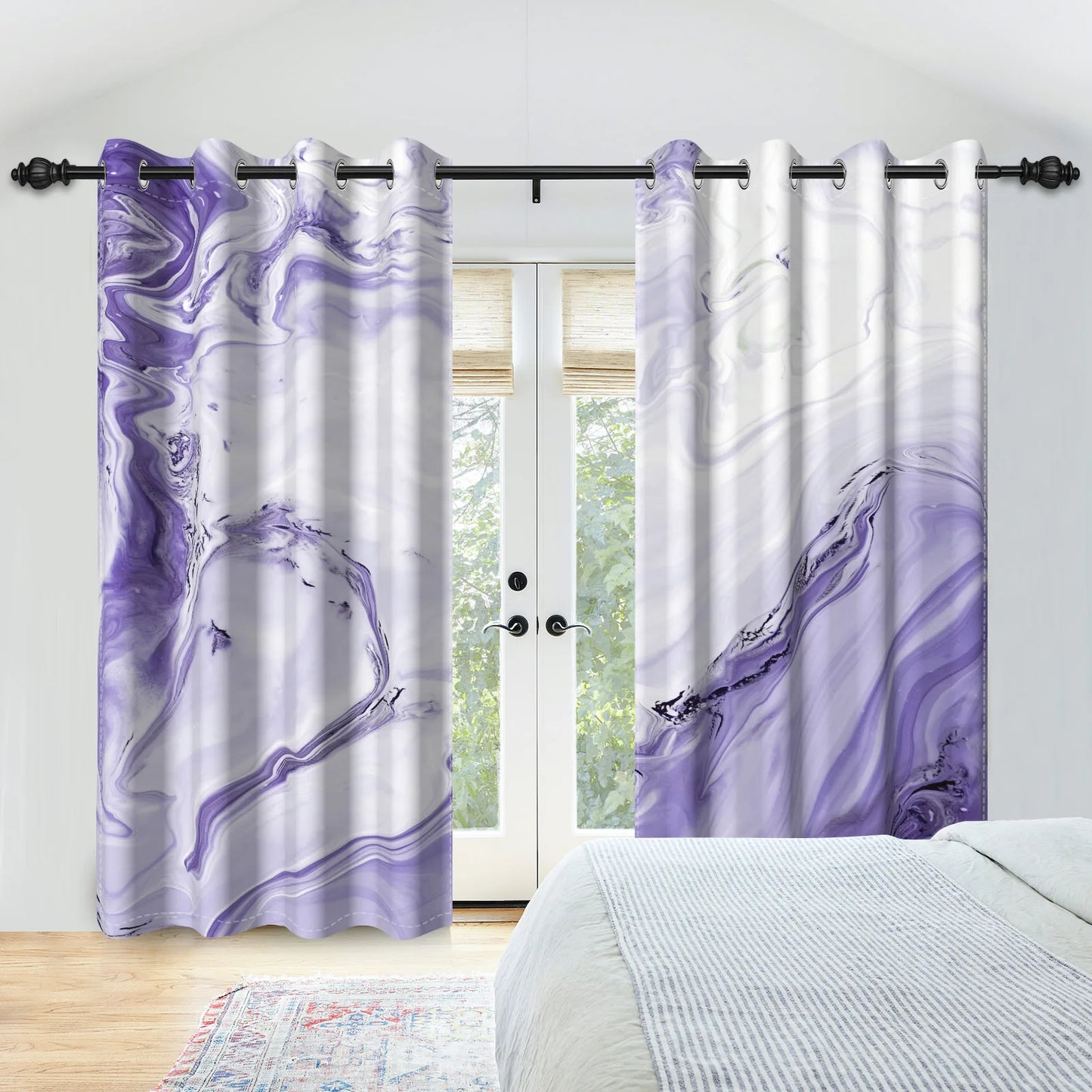 2pcs/set Marble Print Blackout Curtain Modern Window Drapes Blue Gold Pink Thermal Insulated Living Room Bedroom Home Decoration
