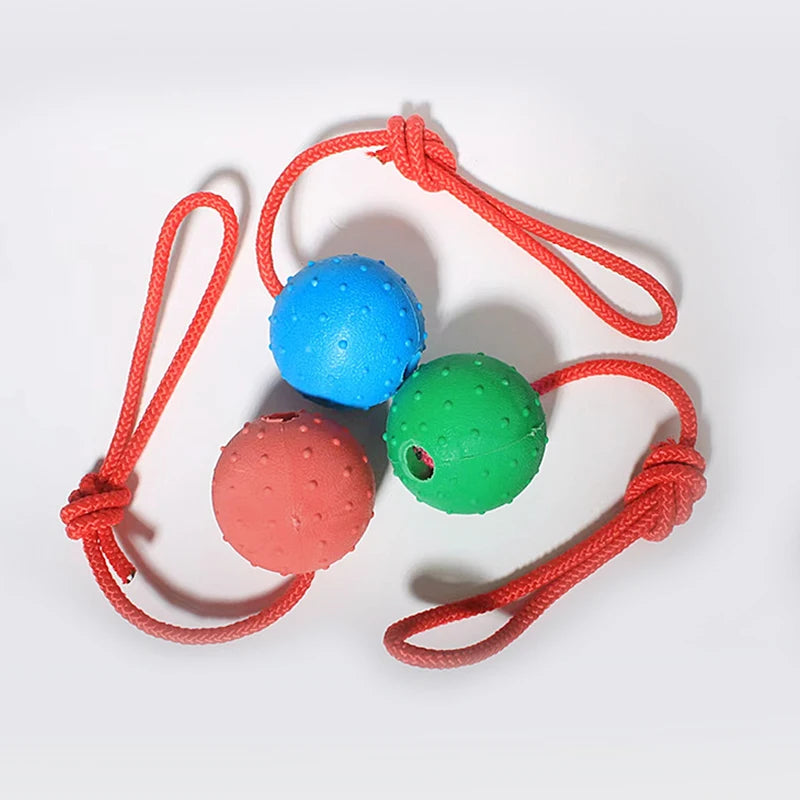 Rubber Ball with Rope Pet Teeth Indestructible Bite Toy Funny Puppy Training Solid Balls Pets Dog Chew Molar Interactive Toys