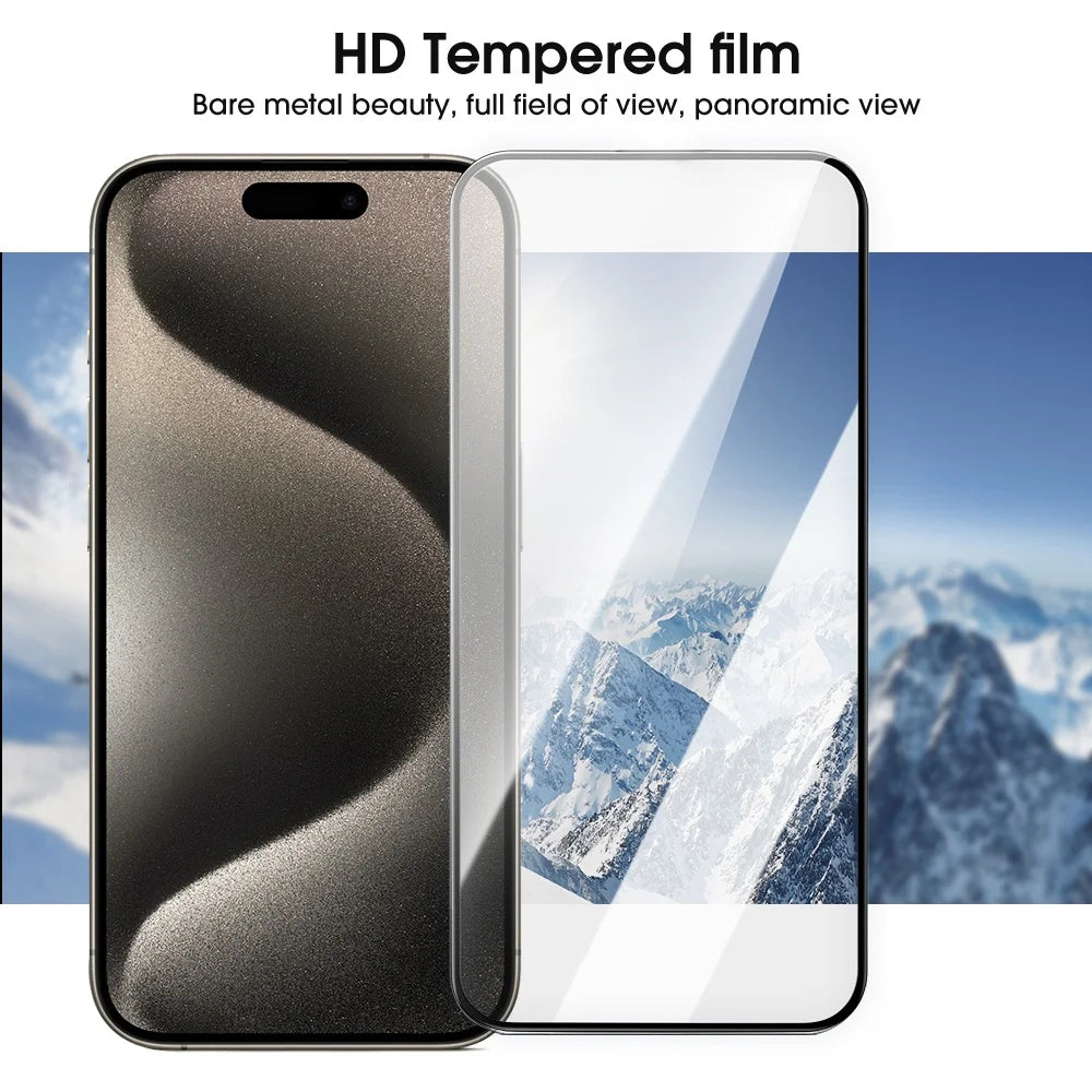 1-4Pack Tempered Glass Screen Protector For iPhone 15 Pro Max 15Pro 15Plus Anti-scratch Protective Film with Easy Install Kit