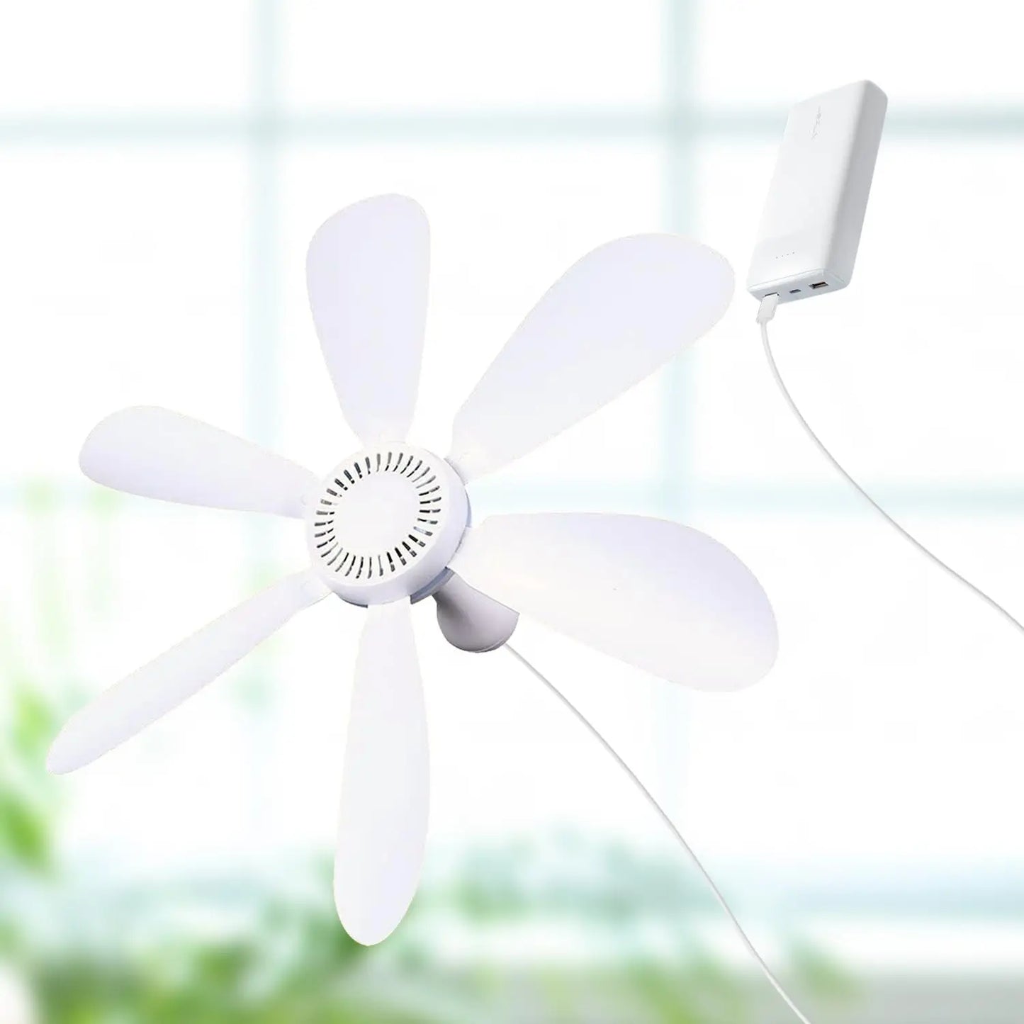 XIAOTREE Silent 6 Leaves USB Ceiling Fan, Optional Remote Control Timing, 4 Speed Hanging Fan for Camping Dormitory Tent