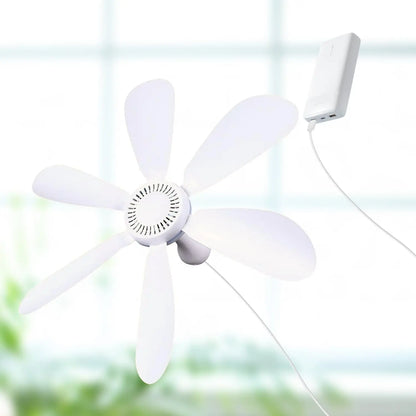 XIAOTREE Silent 6 Leaves USB Ceiling Fan, Optional Remote Control Timing, 4 Speed Hanging Fan for Camping Dormitory Tent