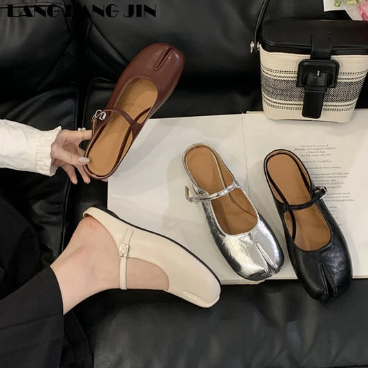Women Tabi Ninja Slippers Brand Mules Soft Microfiber Comfy Flats Fashion Split Toe Slides Casual Loafer Shallow Ballerina Mujer