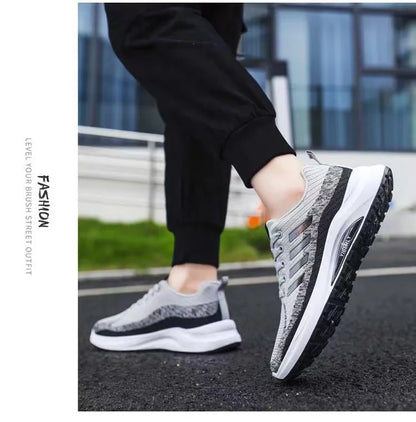 Men's Fashionable Sporty Casual Shoes Spring Autumn New Style Running Shoes Breathable Mesh Upper Thick Bottom PVC Outsole