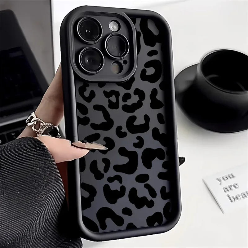 Leopard Print Phone Case For iPhone 13 Case iPhone 11 12 15 14 Pro Max X XR XS MAX 7 8 Plus SE Shockproof Silicone Soft Cover