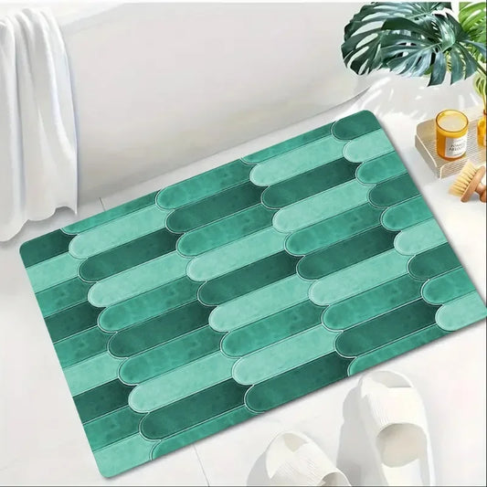 Vintage Tile Doormat Geometric Pattern Modern Home Decor Carpet Soft Non-Slip Entryway Rug for Front Door and Home Decor