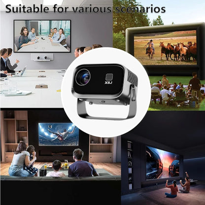 Mini 4K Projector Wall Projector, Portable Outdoor Movie Projector with Built-in Wi-Fi, Speaker & Digital Keystone, HDMI/BT,