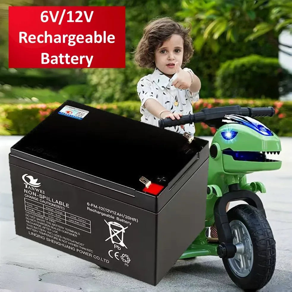 Rechargeable 6V/12V Battery 5Ah/7Ah/8Ah/12Ah Long-lasting Lead-acid Battery for Children's Car,Security Alarm,Sprayer,UPS