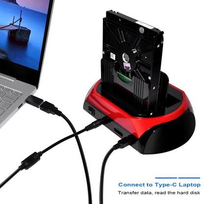 10 IN 1 IDE SATA USB3.0 Dual Bay External Hard Disk Drive 2.5 inch 3.5 inch HDD Docking Station One Touch Backup HUB Card Reader