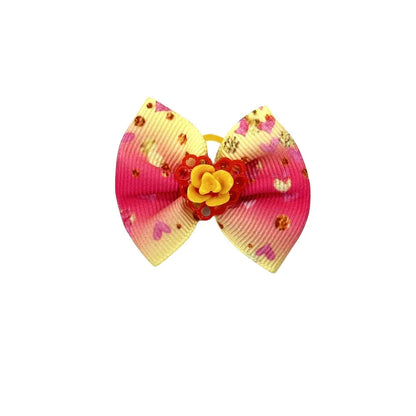 50/100pc Valentine's Day Dog Hair Accessories Diamond Dog Hair Bows Pink Love Style Pet Dog Ribbon Bow Rubber Bands Dog Supplies