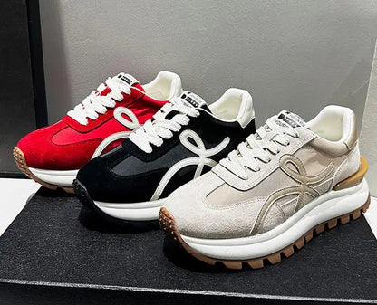 Women Sneakers Genuine Leather Platforms Ladies Casual Sports Shoes Comfy Students Sneakers Summer Popular Size 34-40
