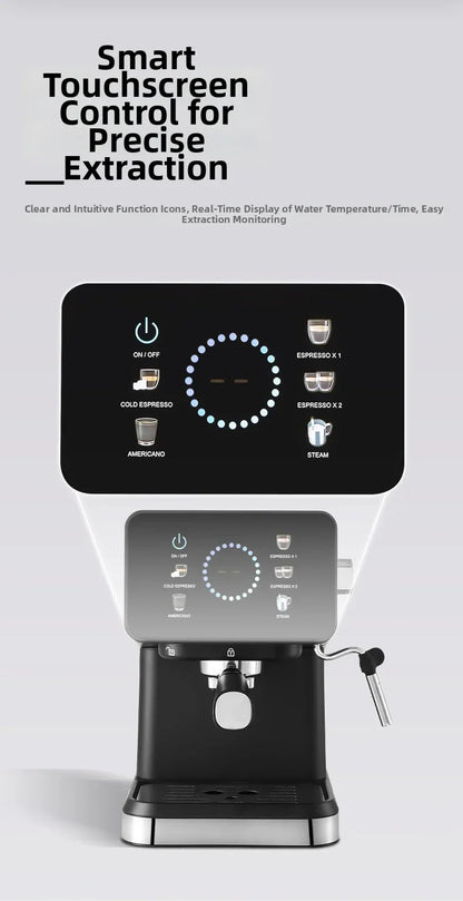20Bar Pressure, Dual Brew (Hot/Cold), Smart Touchscreen, Milk Frother, Fast Heating, Energy Saving - Perfect for Home Baristas