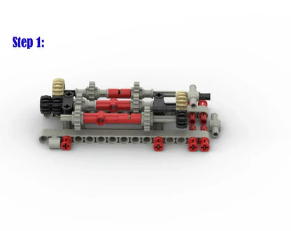 MOC Creative Six Speed Transmission Reverse Gear Model Children DIY Parts Assembly Building Block Electric Engine Toy For Boys