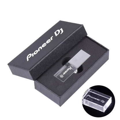 Hot Sale Pioneer DJ Crystal USB 2.0 Flash Drive 128GB Real Capacity Memory Stick 64GB Silver Case LED Light Pen Drive with Box