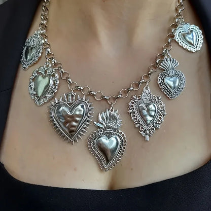 1Pc Fashion Exquisite Women's O-chain Choker Necklace Geometric Irregular Heart-shaped Pendant Necklace Y2K Daily Party Jewelry