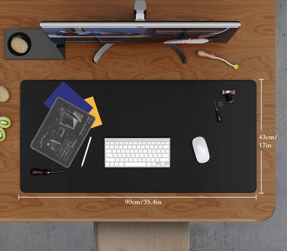 Dual Sided Desk Mat,Leather Desk Pad,Black Cork Desk Mat Protector,Large Mouse Pad,Desk Writing Pad for Office and Home