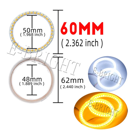 2PCS 24V 12V Angel Eyes Halo Rings White Amber 4014LED Cars Headlight DRL Driving Light 60 70 80MM 90MM 95MM 100MM 110MM 120MM