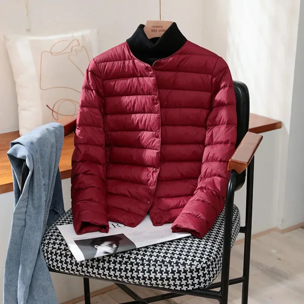 Light Down Coat Spring Autumn Warm Women White Duck Down Slim Jackets Female Fashion Ultra Lightweight Packable Puffer Coats